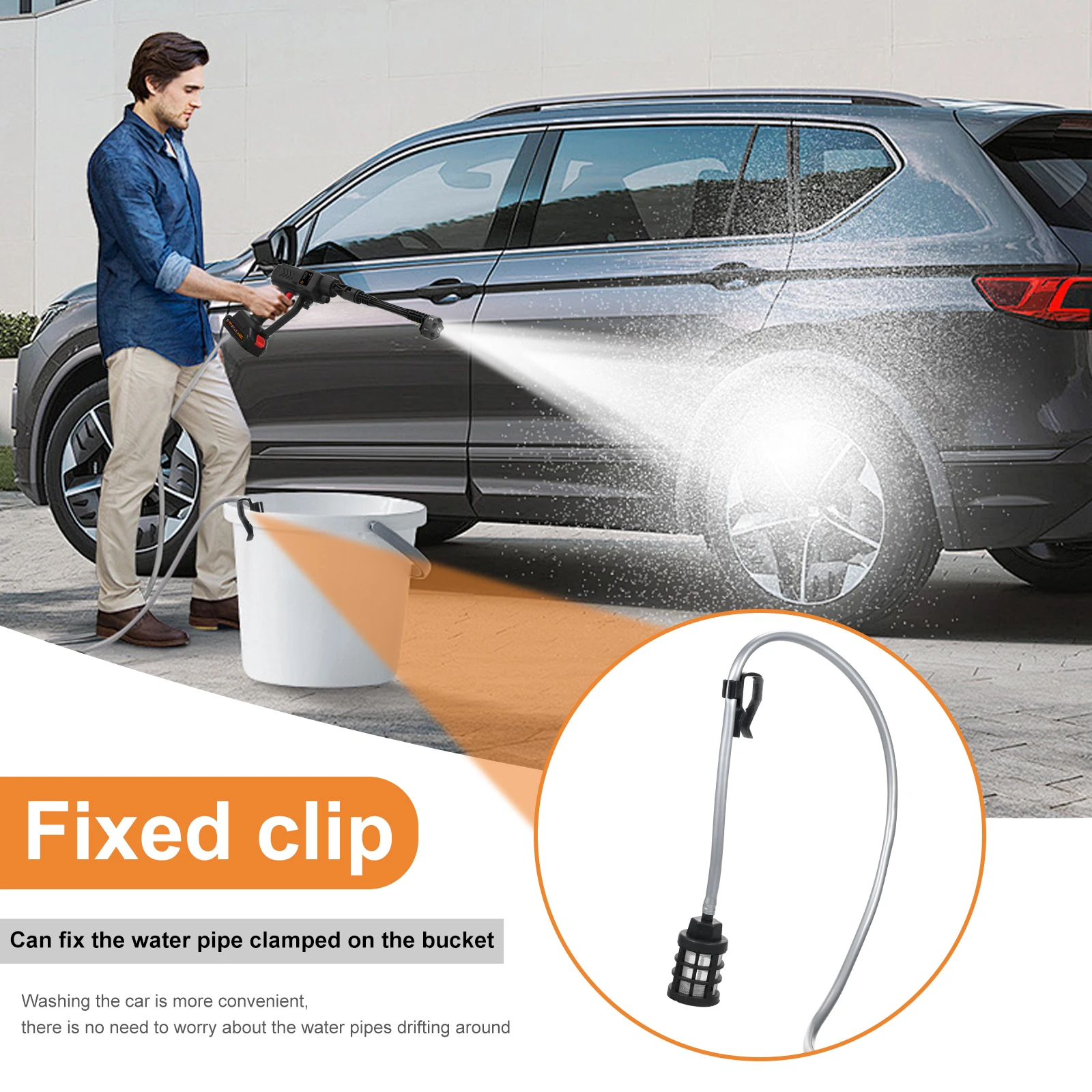 Handheld Pressure Washer Portable Powerful 21V Car Wash Gun 2pcs Rechargeable Battery for Home Floor Cleaning Watering w/ Gloves