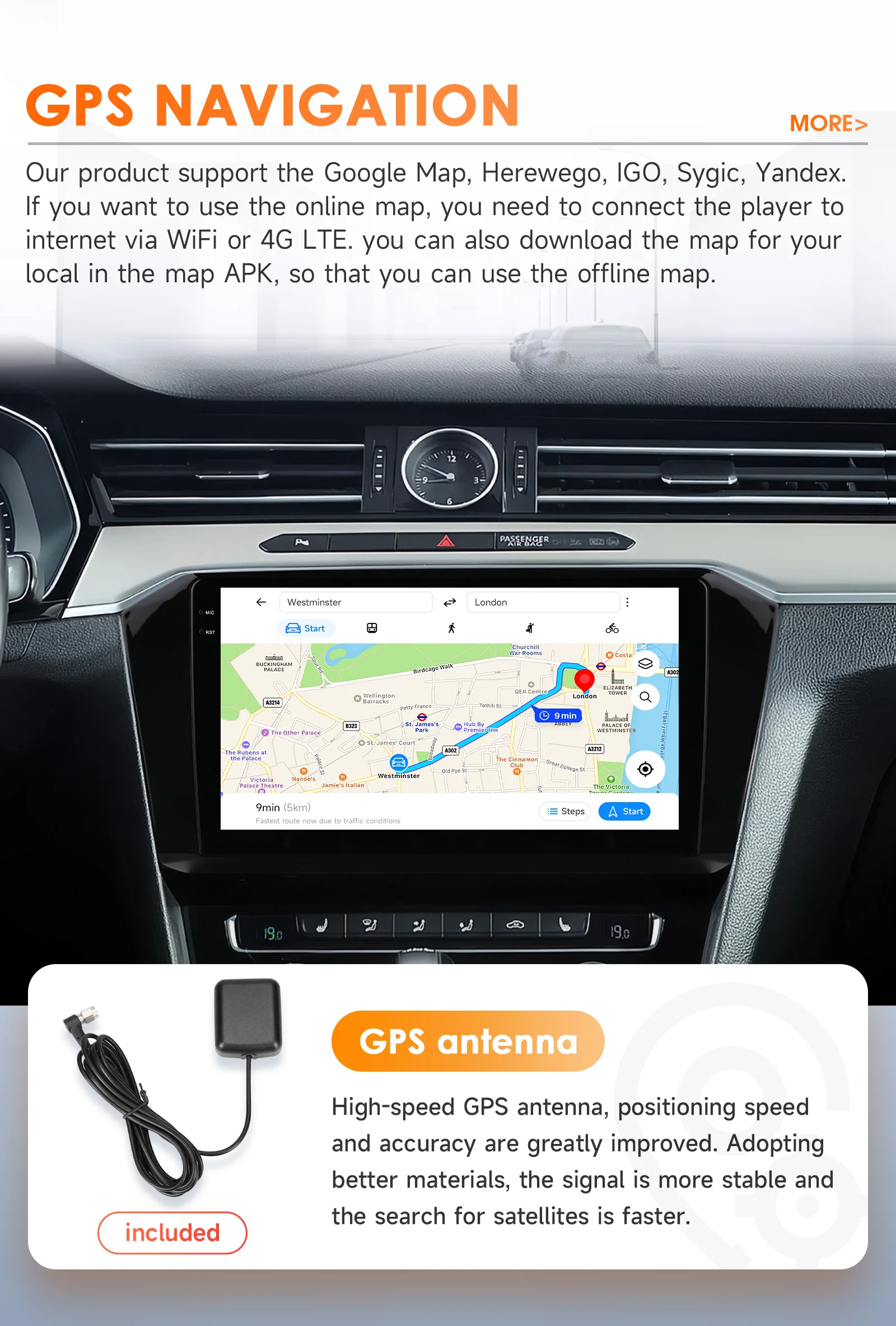10.1" Hizpo CarPlay 2Din Android Auto Car Radio for VW Volkswagen Passat B8 2015 - 2020 GPS RDS DSP SWC 4G BT Snapdragon 6115