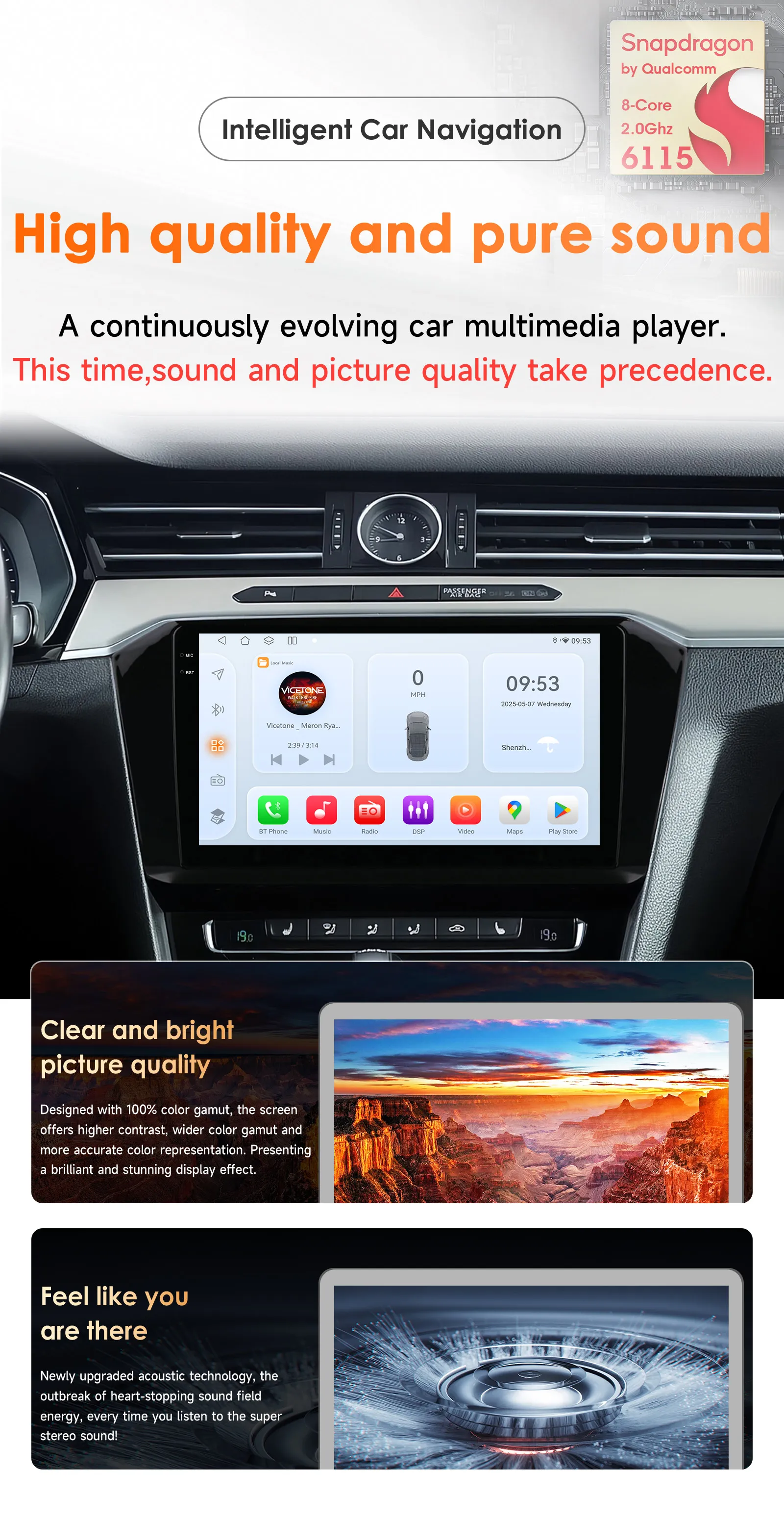 10.1" Hizpo CarPlay 2Din Android Auto Car Radio for VW Volkswagen Passat B8 2015 - 2020 GPS RDS DSP SWC 4G BT Snapdragon 6115