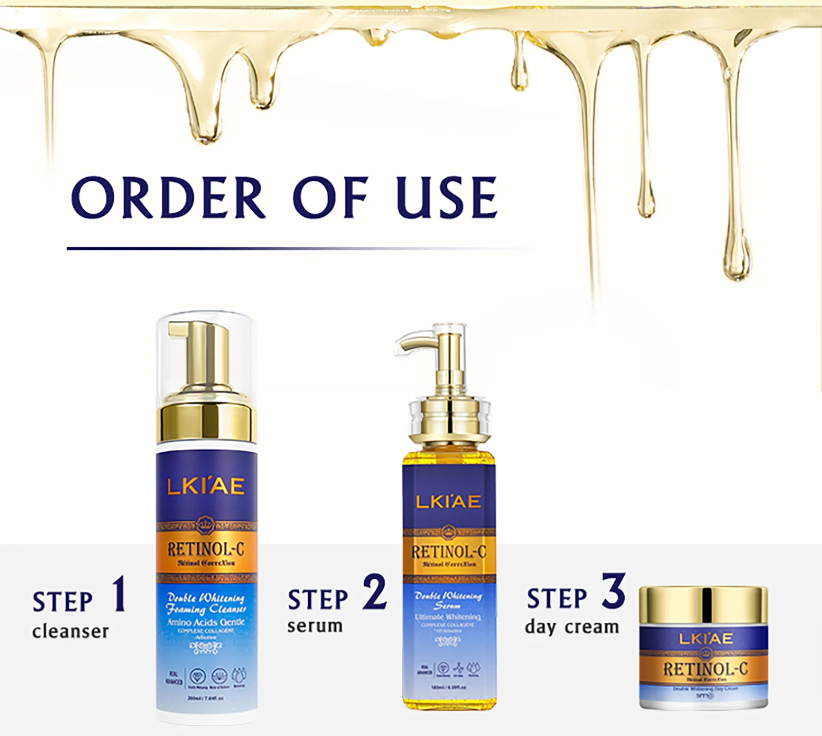 Hot Selling Brightening Lotion kit Women Organic 5Pcs Routine Skin Whitening And Skincare Set With Retinol