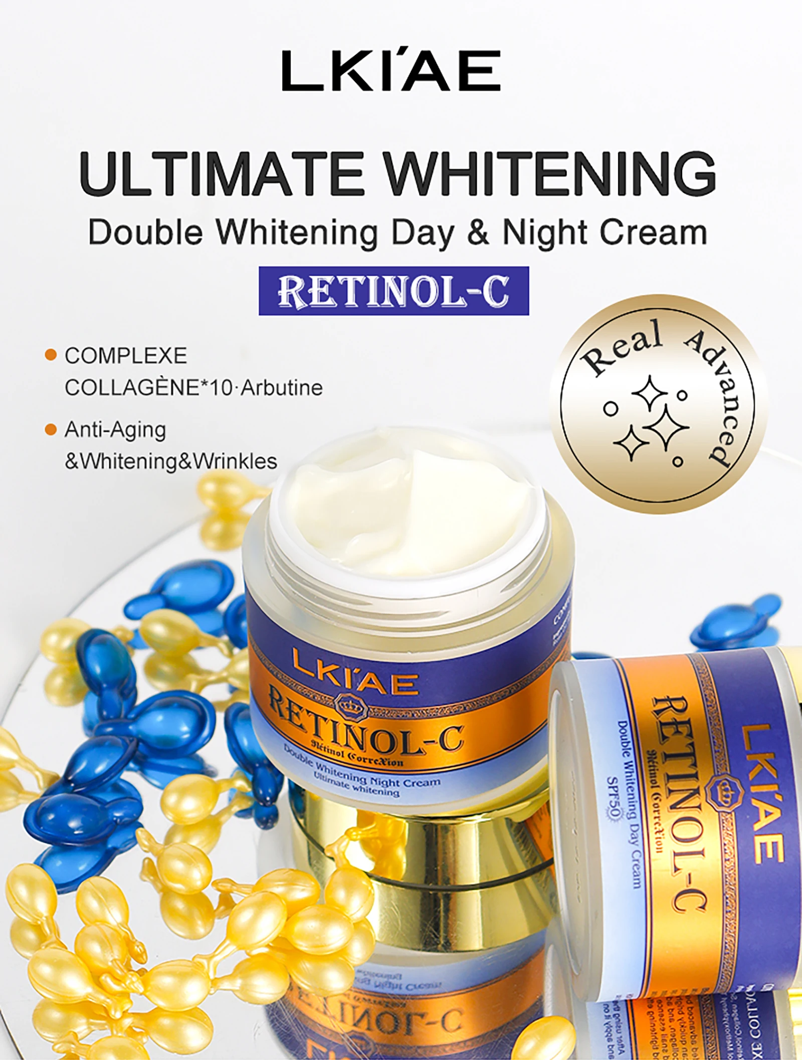 Hot Selling Brightening Lotion kit Women Organic 5Pcs Routine Skin Whitening And Skincare Set With Retinol