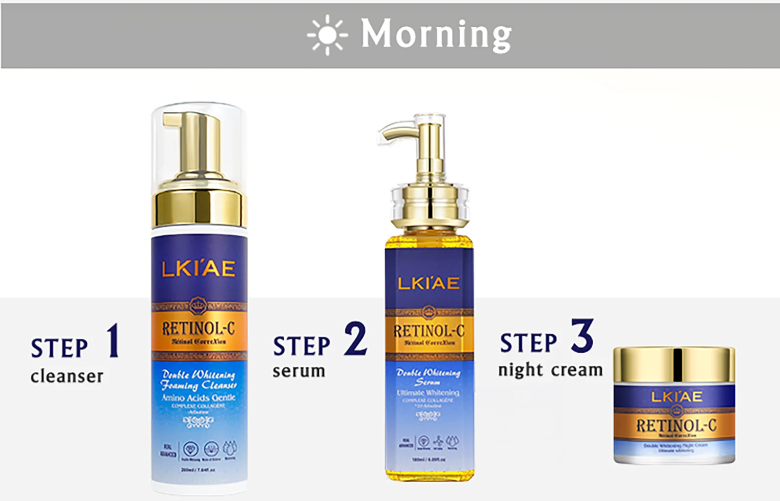 Hot Selling Brightening Lotion kit Women Organic 5Pcs Routine Skin Whitening And Skincare Set With Retinol