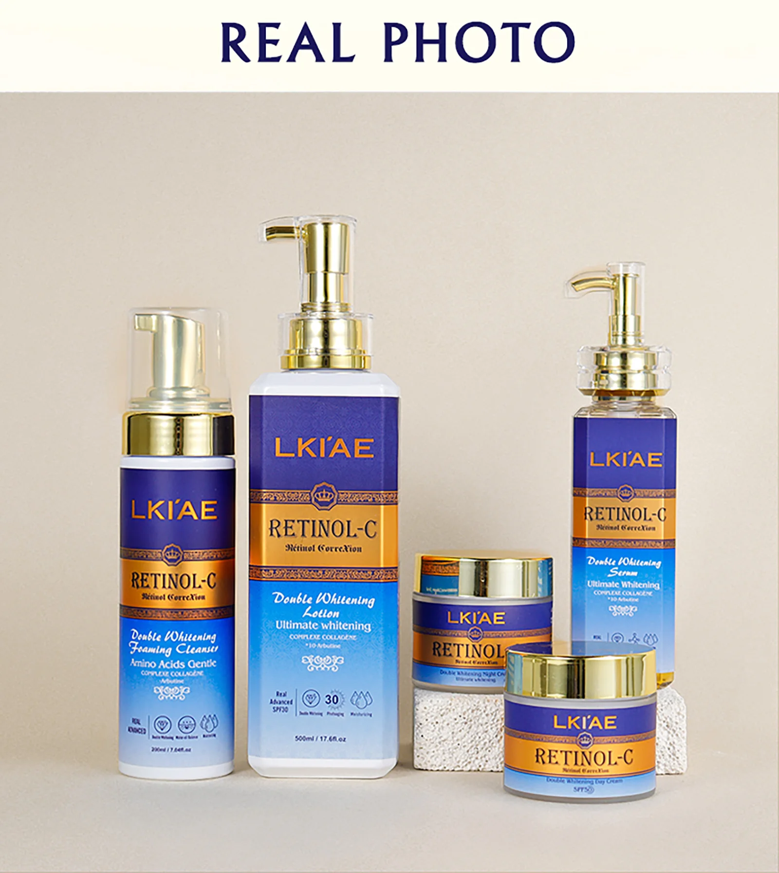 Hot Selling Brightening Lotion kit Women Organic 5Pcs Routine Skin Whitening And Skincare Set With Retinol