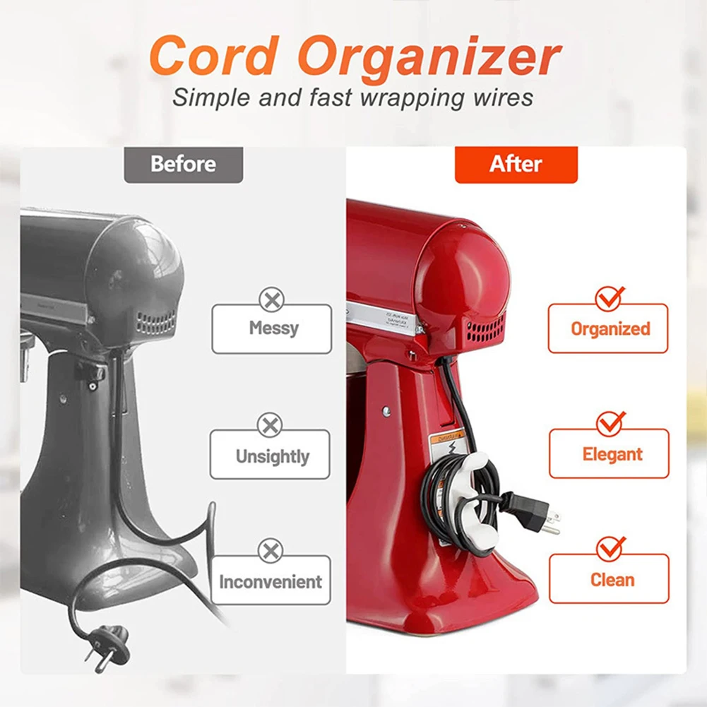 6pcs Flexible Cord Organizer Kitchen Appliances Hidden Wire Fixing Winder Cord Wrapper For Mixer Blender Coffee Maker