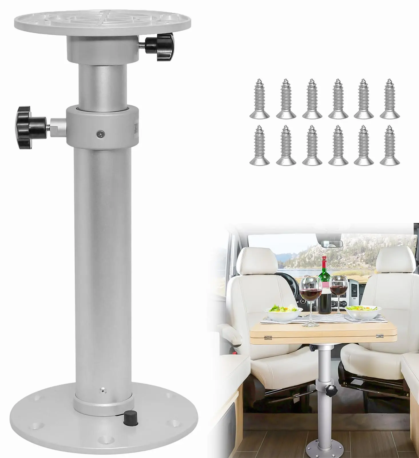 HWHONGRV Removable Boat Table 34X18 inch & Boat Table Pedestal Set 17.8‑27.2 Inch Height Range (Fast & Free Shipping)