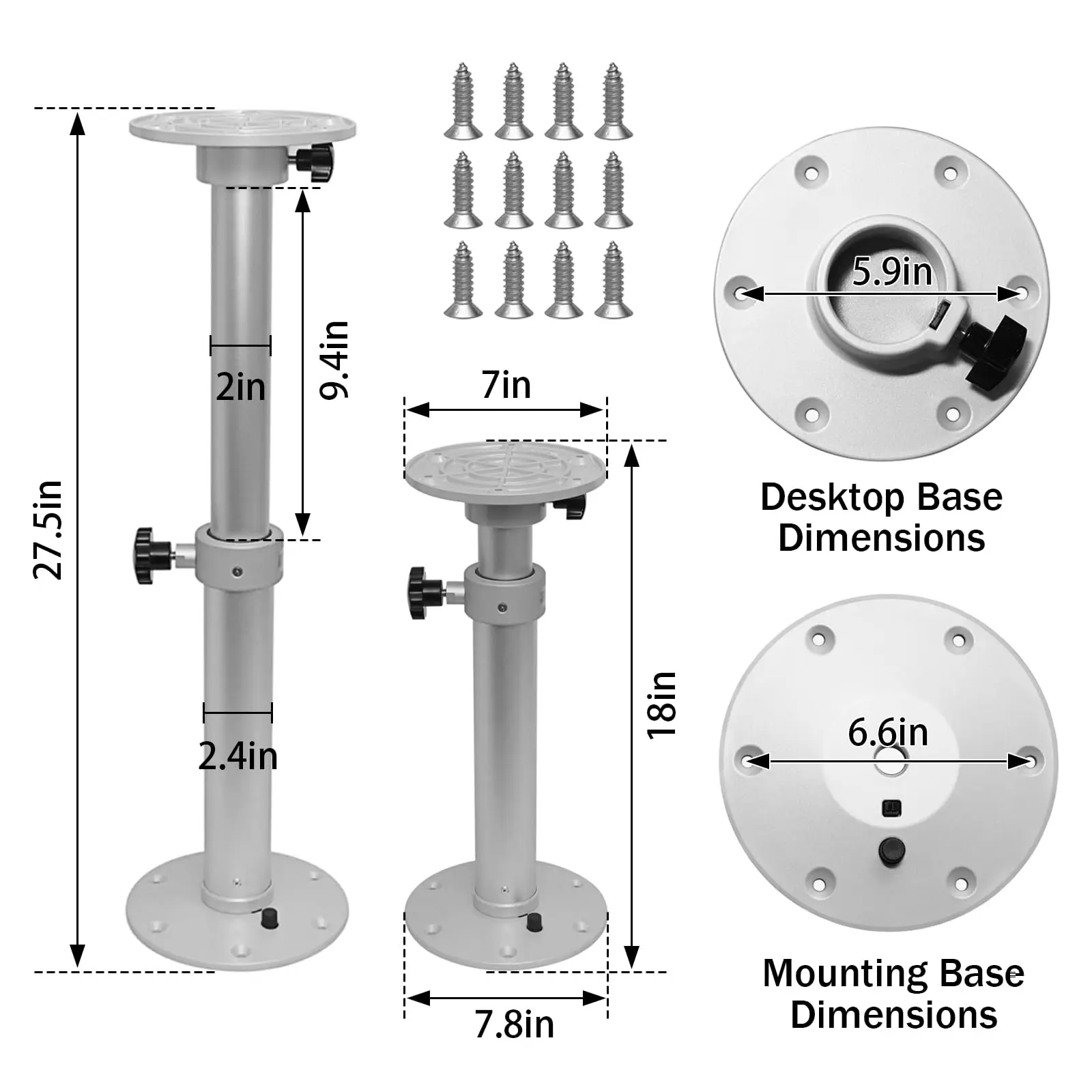 HWHONGRV Removable Boat Table 34X18 inch & Boat Table Pedestal Set 17.8‑27.2 Inch Height Range (Fast & Free Shipping)