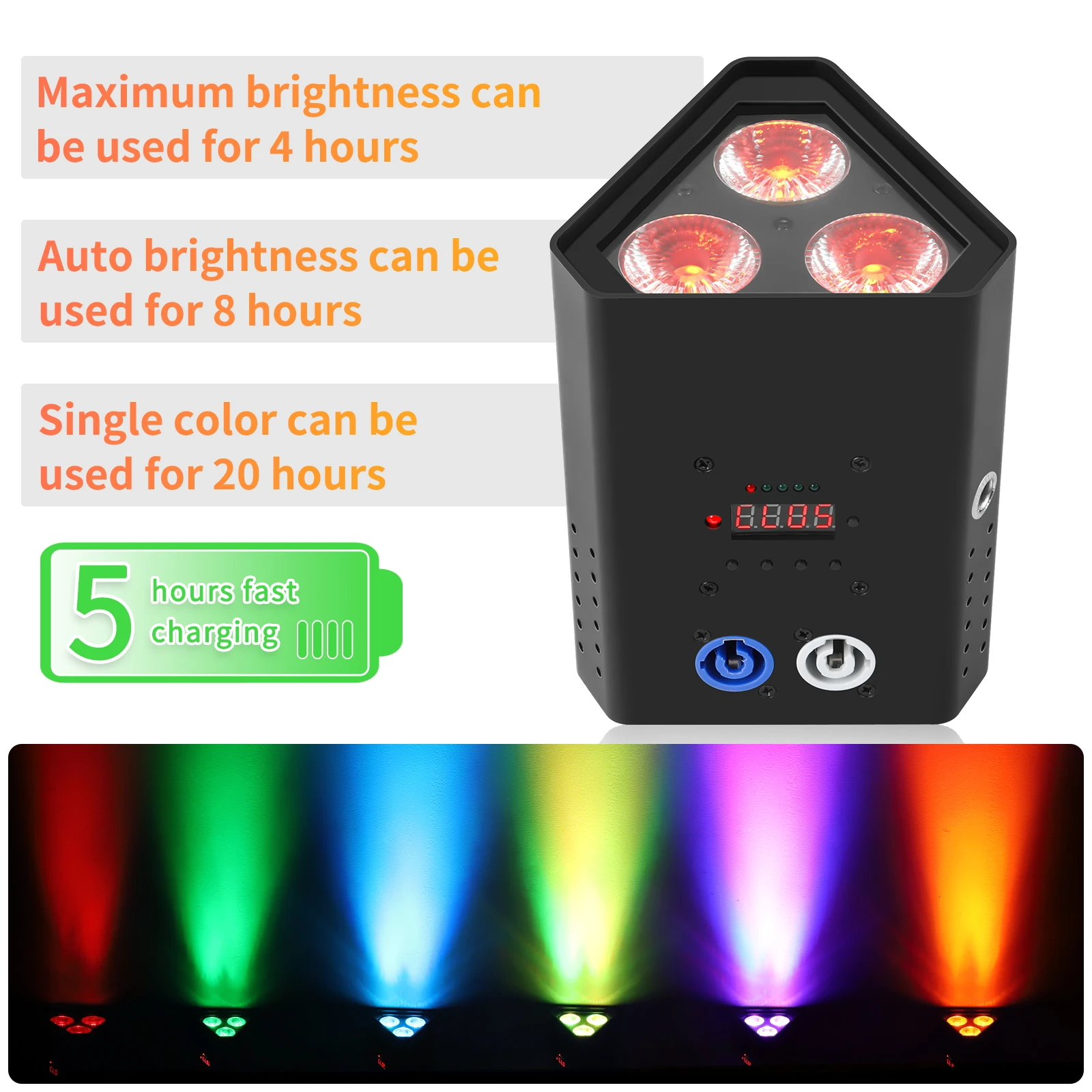 U'King 3x18W RGBWA+UV 6in1 Built-in Battery LED Par Light Wireless Remote Control DMX Wash Par Light for DJ Stage Performance