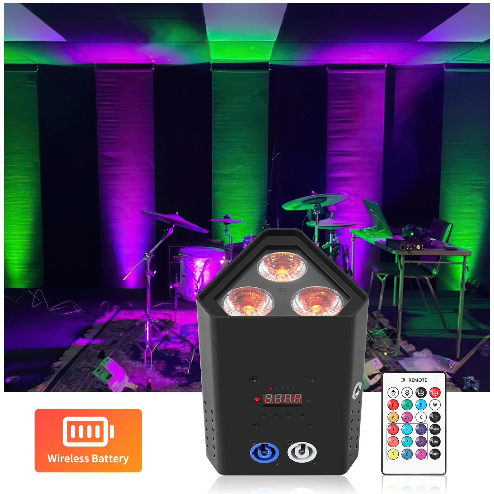 U'King 3x18W RGBWA+UV 6in1 Built-in Battery LED Par Light Wireless Remote Control DMX Wash Par Light for DJ Stage Performance