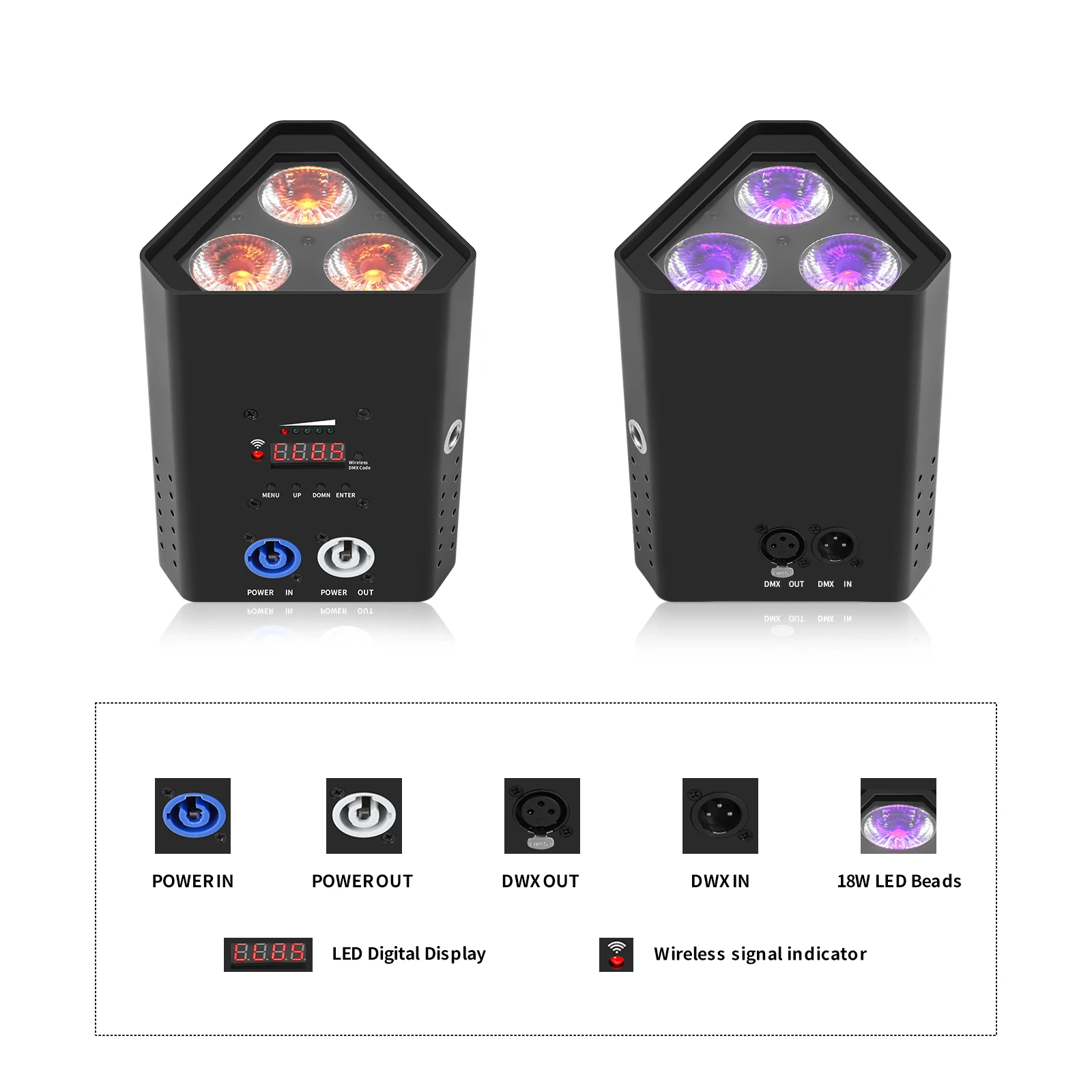U'King 3x18W RGBWA+UV 6in1 Built-in Battery LED Par Light Wireless Remote Control DMX Wash Par Light for DJ Stage Performance