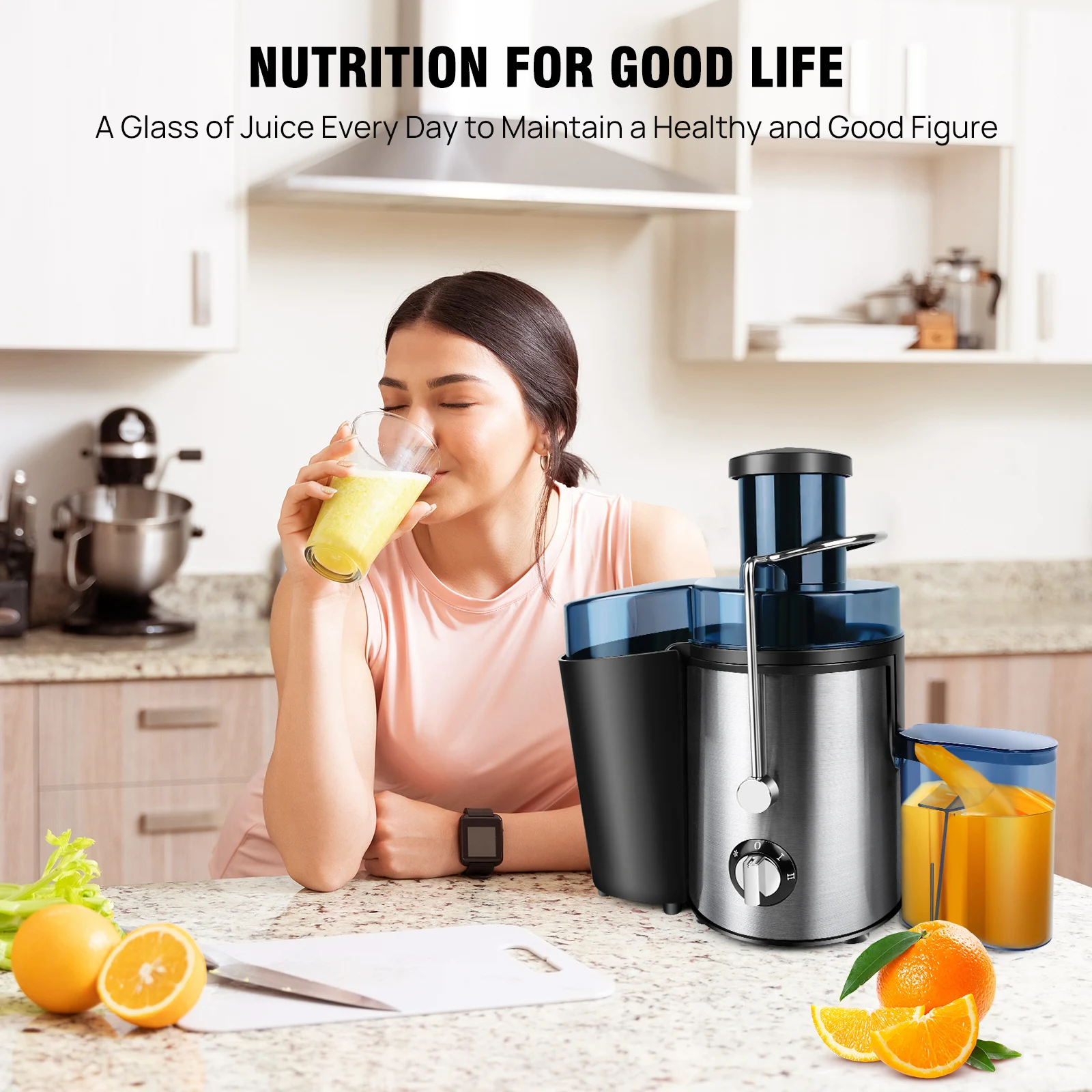 Juicer Machines, 400W Centrifugal Juicer Machines, 3-inch Wide Mouth Juicer Extractor Quick Juicing, 2 Speeds, 500ML Juice Cup