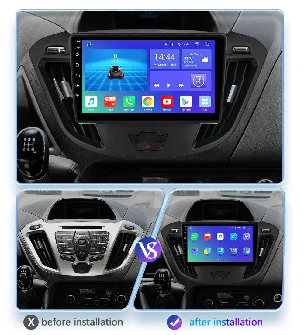 9" Hizpo Wirless CarPlay Android Auto Car Radio for Ford Transit Tourneo Custom 2013 - 2021 Multimedia Navi GPS BT 4G RDS DSP