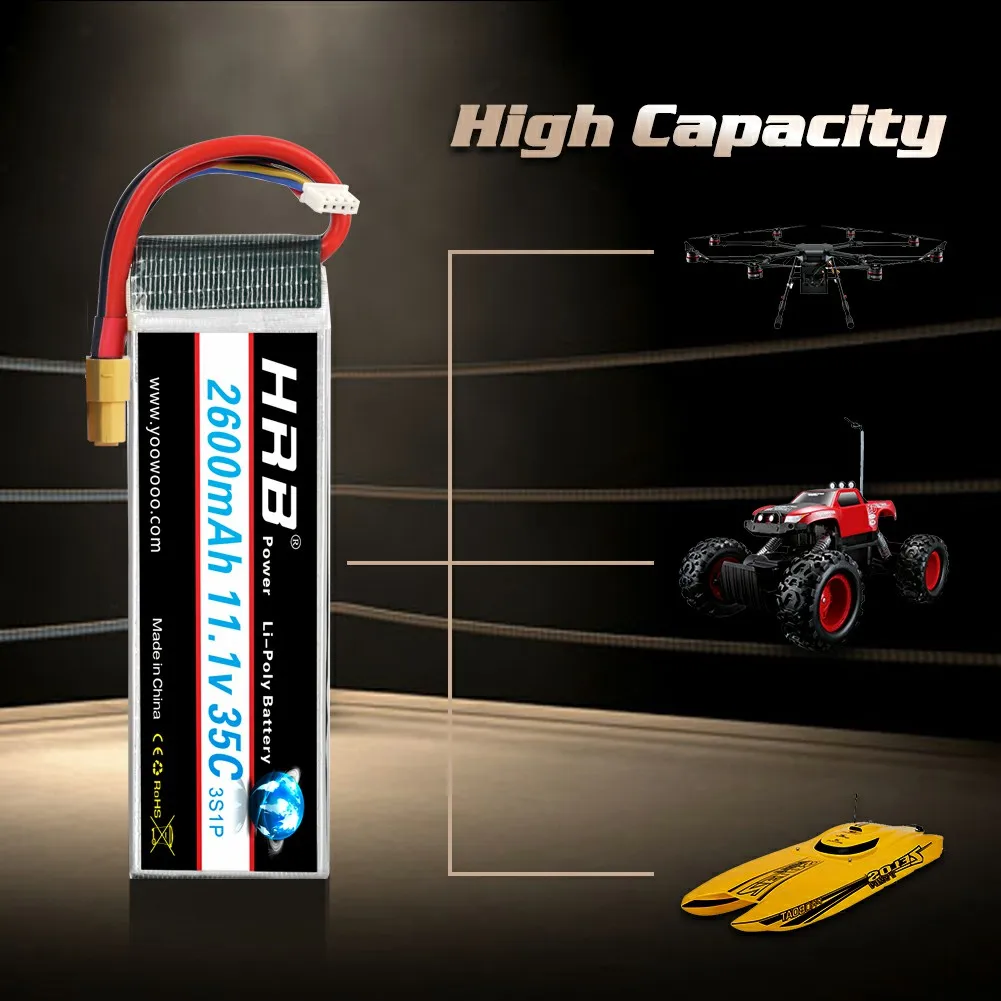 HRB 3S 2600mAh Lipo Battery 11.1V 35C XT60 RC Lipo Battery Compatible with RC Quadcopter Airplane Helicopter Car Truck Boat
