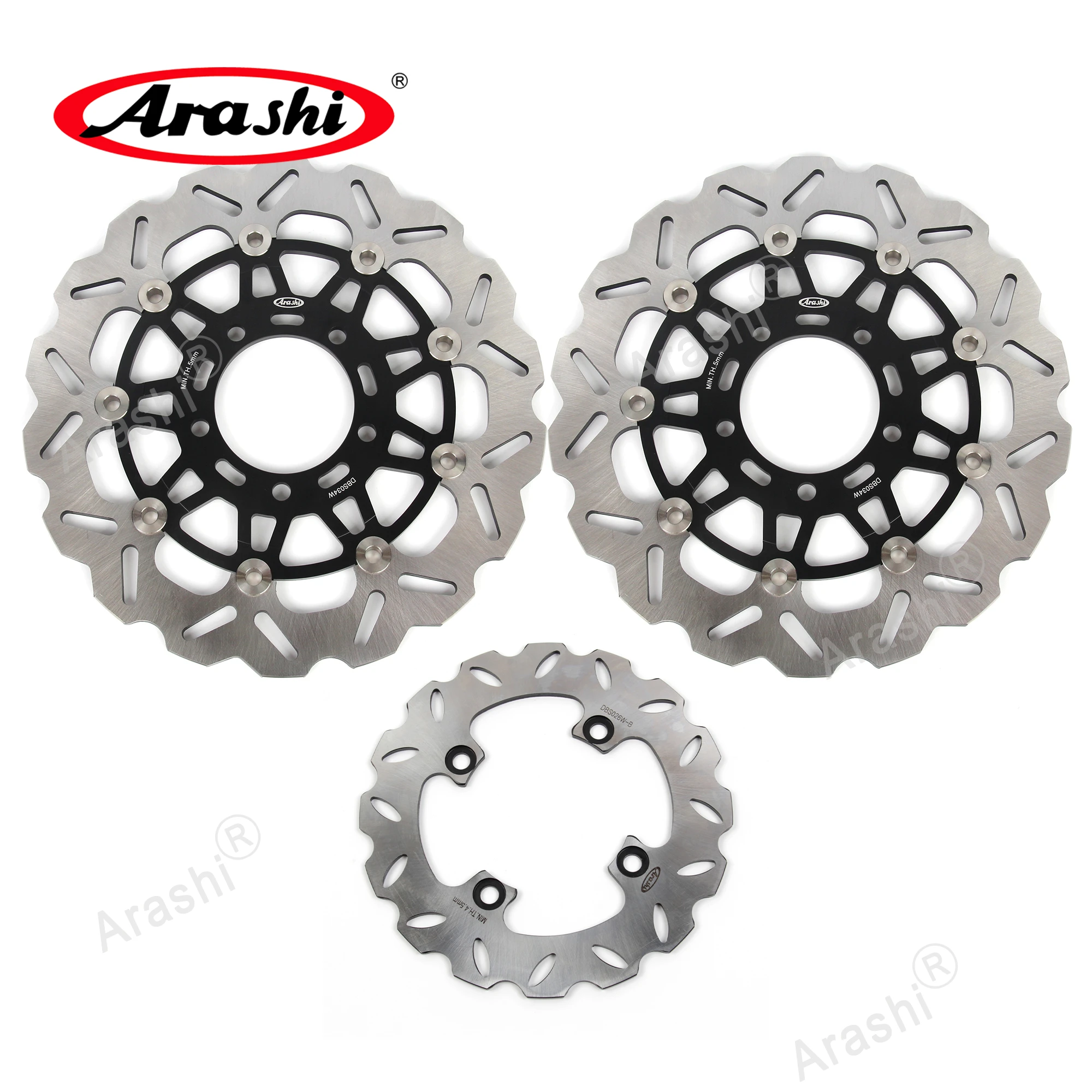 Arashi Front Rear Brake Rotors Disc Set For KAWASAKI VERSYS 650 2007-2014 / ER6F ER6N 2006-2015 / ZX10R 1000 2004-2007