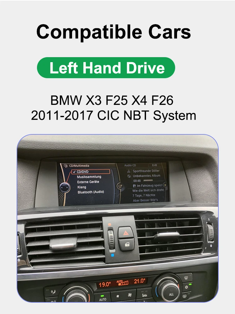 AUTOTOP 10.25 Inch 1920*720 Linux Screen Car Radio Wireless CarPlay Android Auto For BMW X3 X4 F25 F26 2011-2017 CIC NBT System