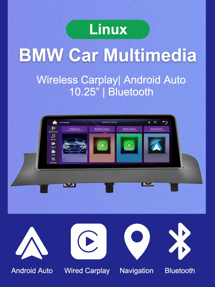 AUTOTOP 10.25 Inch 1920*720 Linux Screen Car Radio Wireless CarPlay Android Auto For BMW X3 X4 F25 F26 2011-2017 CIC NBT System