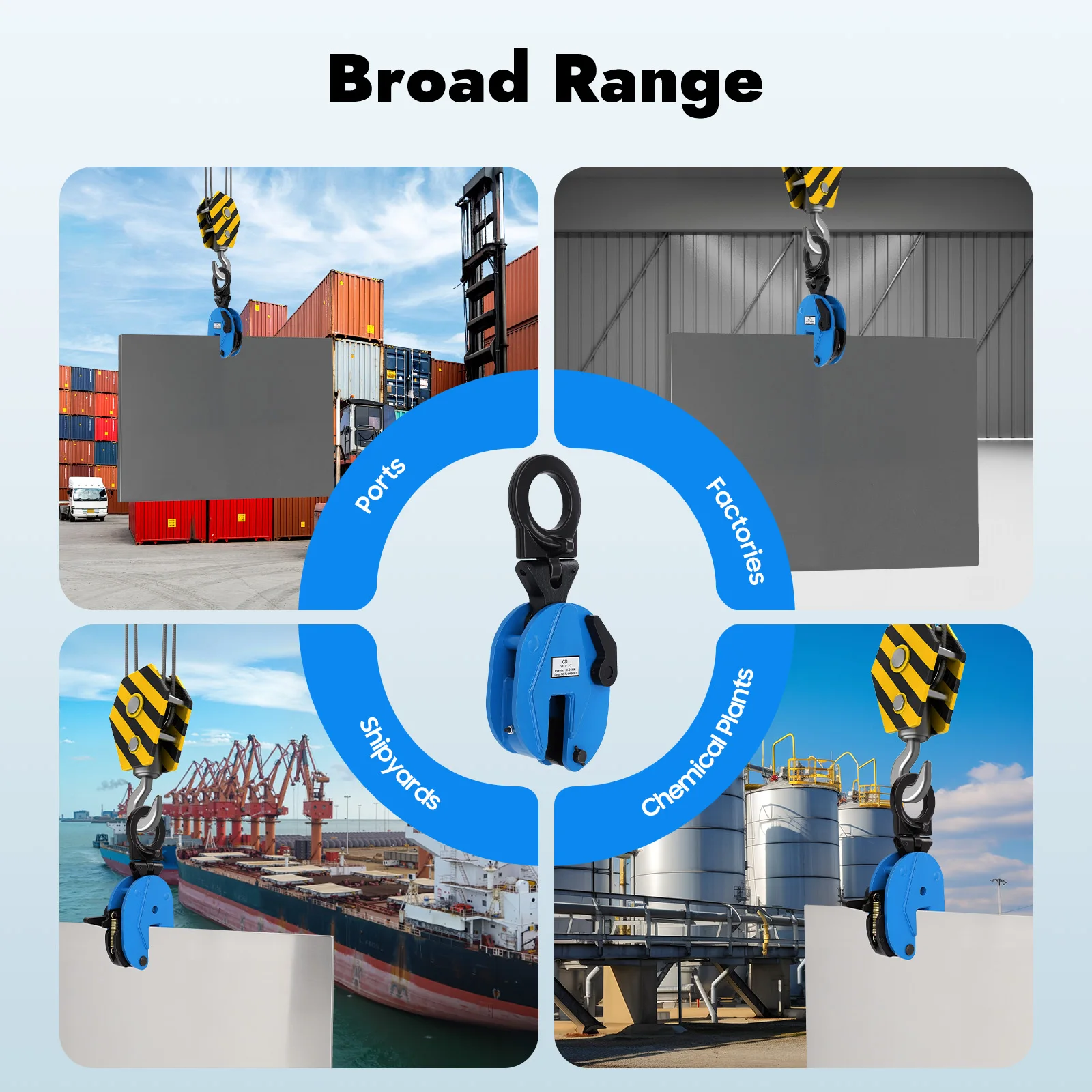 2 Ton High-Quality Alloy Steel Plate Lifting Clamp Jaw Opening Clamp for Lifting And Transporting Heavy Duty 4409.25 LBS Capacity