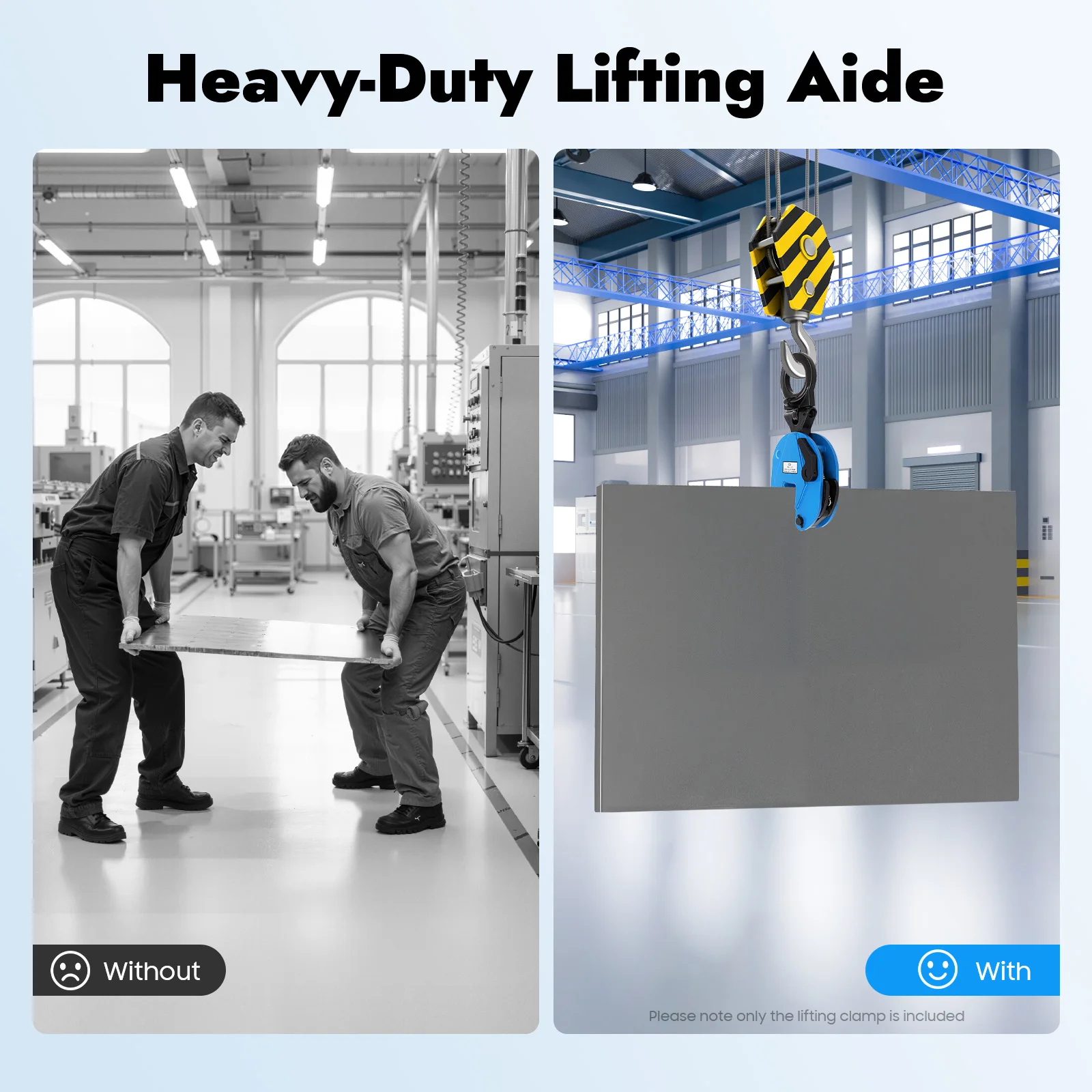 2 Ton High-Quality Alloy Steel Plate Lifting Clamp Jaw Opening Clamp for Lifting And Transporting Heavy Duty 4409.25 LBS Capacity