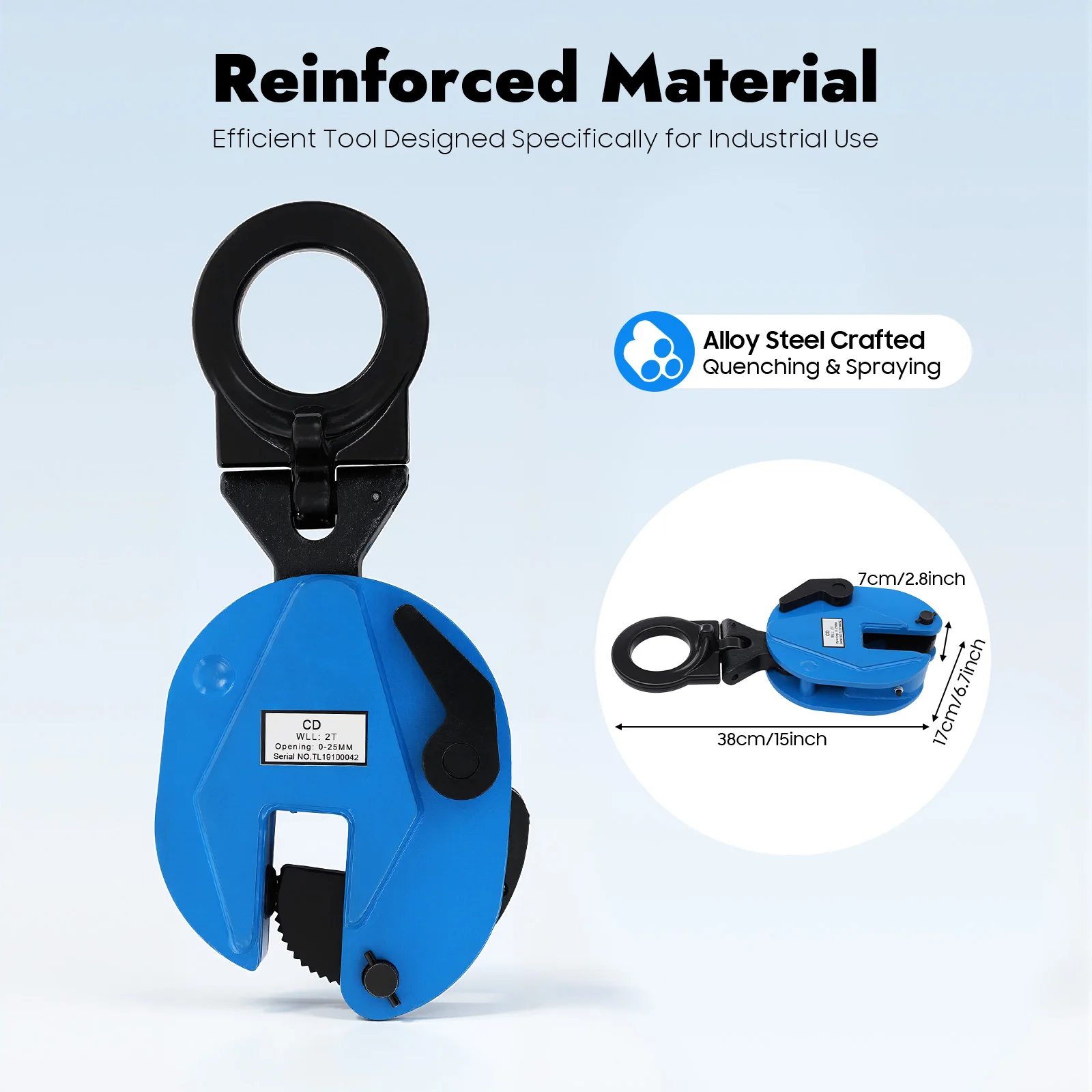 2 Ton High-Quality Alloy Steel Plate Lifting Clamp Jaw Opening Clamp for Lifting And Transporting Heavy Duty 4409.25 LBS Capacity