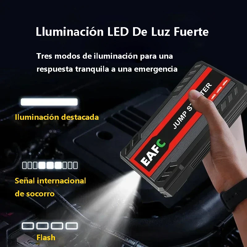 EAFC 12V Car Jump Starter 600A Power Bank Portable Car Battery Booster Charger Starting Device Auto Emergency Start-up Lighting