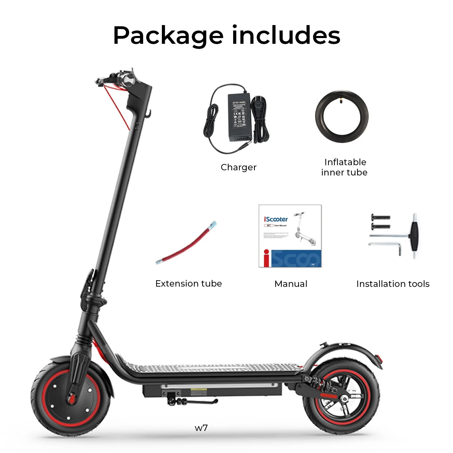 Electric Scooter W7 8.5Inch 36V 10.5Ah 25-35km Range 4-Speed Modes Electric Scooters double shock absorbers E Scooters