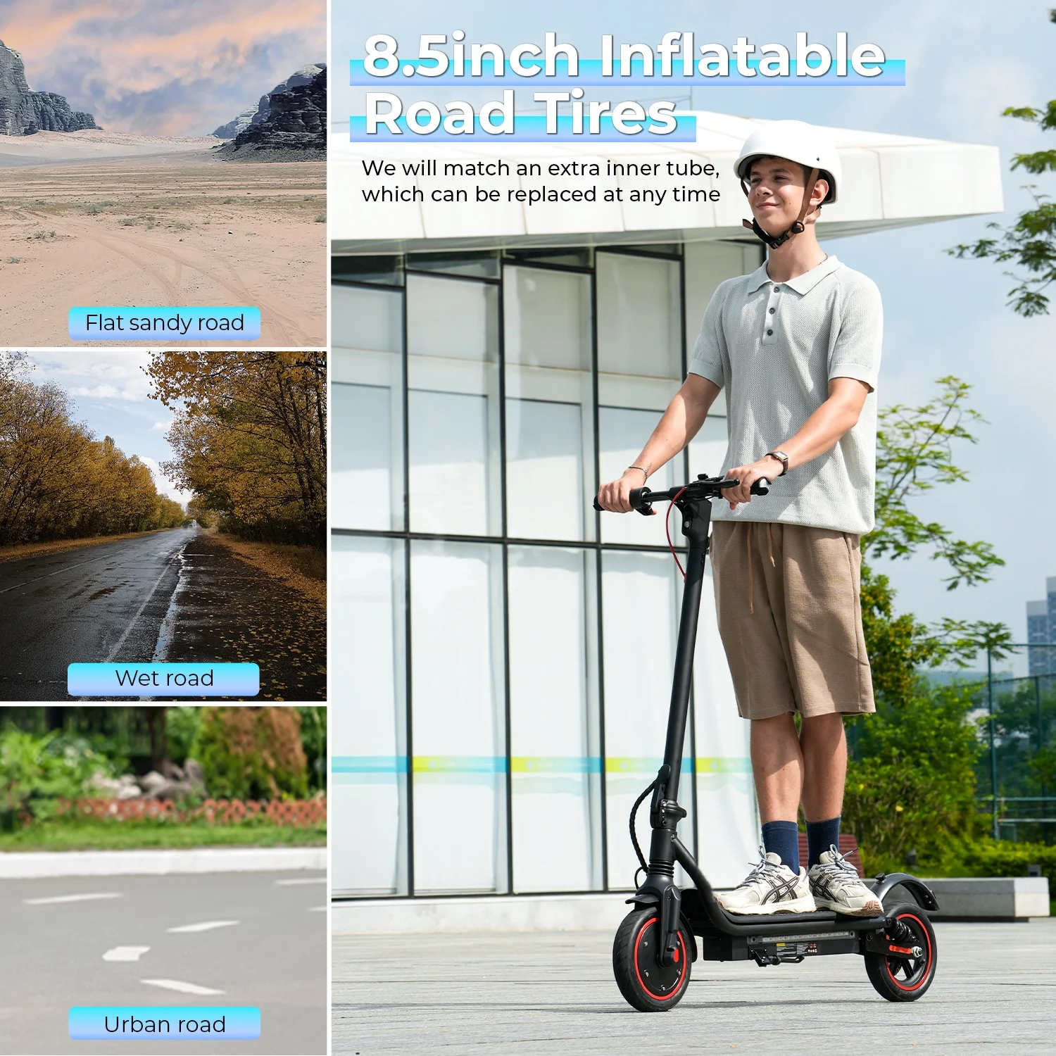 Electric Scooter W7 8.5Inch 36V 10.5Ah 25-35km Range 4-Speed Modes Electric Scooters double shock absorbers E Scooters