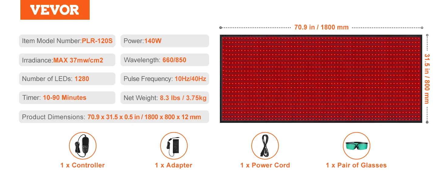 SucceBuy Red Light Therapy Pad 120/400/1280PCS LED Light Therapy Padfor Back Shoulder Neck Pain Relief Skin Health Wound Healing