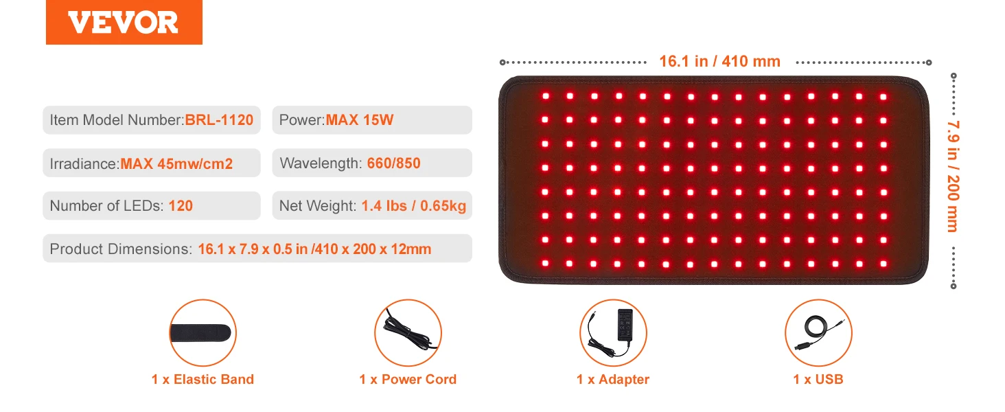 SucceBuy Red Light Therapy Pad 120/400/1280PCS LED Light Therapy Padfor Back Shoulder Neck Pain Relief Skin Health Wound Healing