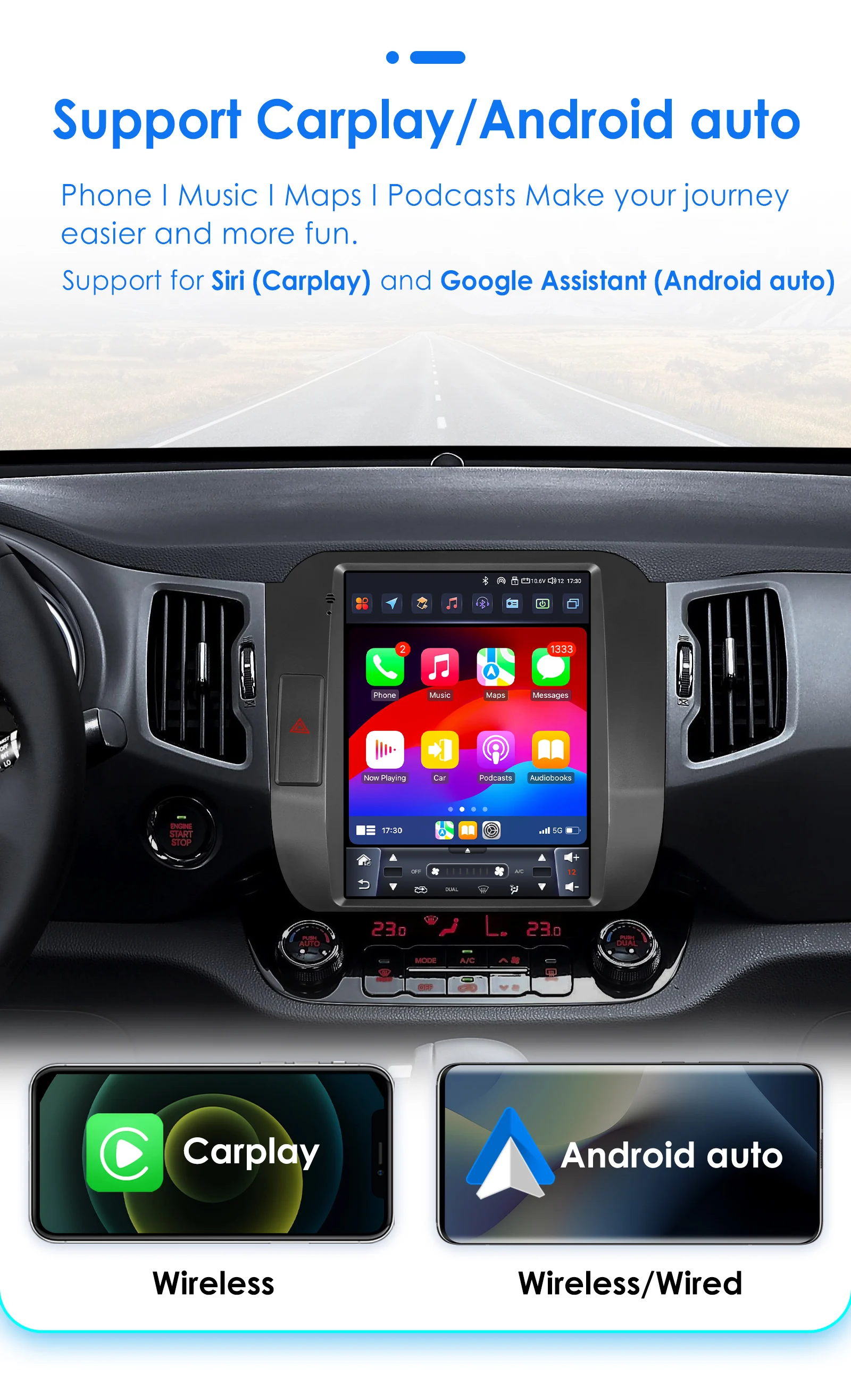 OSSURET 9.7'' Android 13 Car Radio For KIA Sportage 3 2010-2016 Multimedia Stereo Vertical Screen Carplay 2din Panoramic Camera