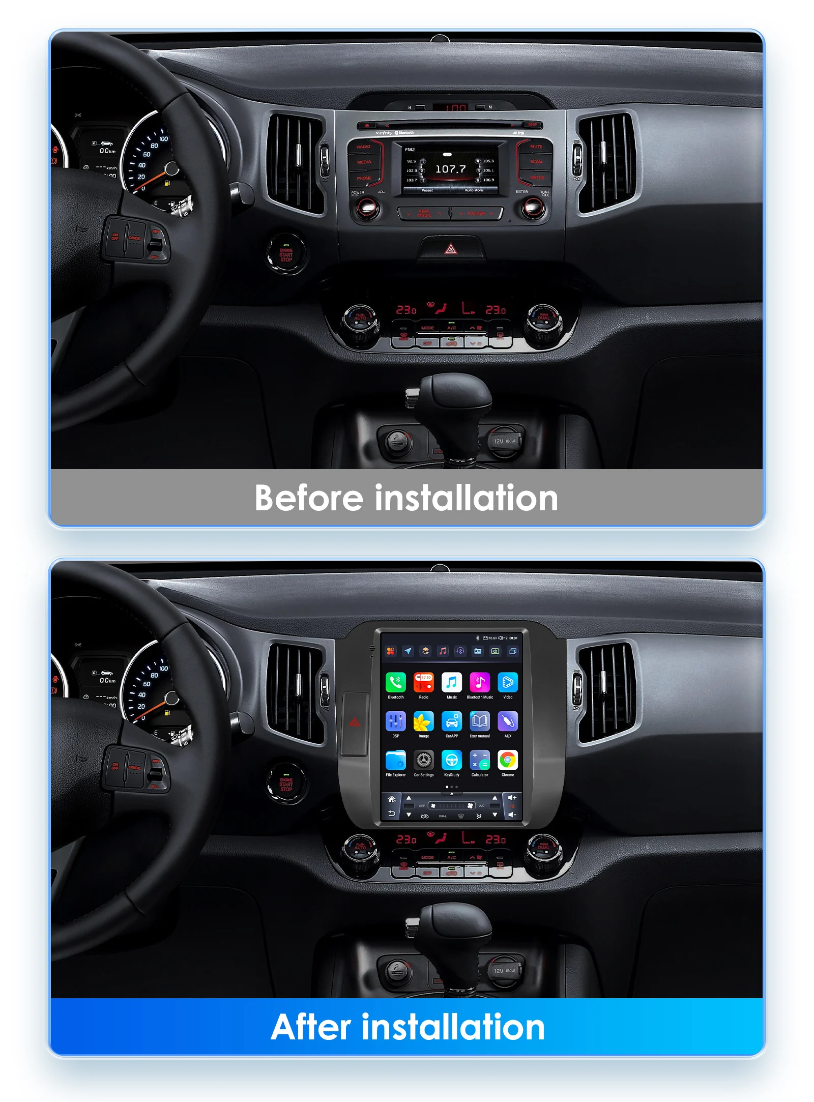 OSSURET 9.7'' Android 13 Car Radio For KIA Sportage 3 2010-2016 Multimedia Stereo Vertical Screen Carplay 2din Panoramic Camera