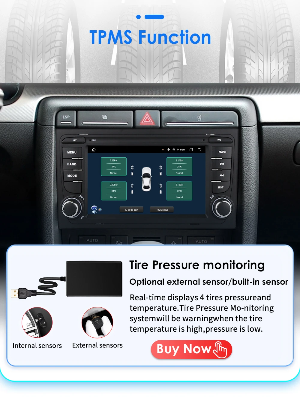 Hizpo 7 Inch Car Multimedia Radio For Audi A4 2002-2007 S4 RS4 B6 B8 B7 GPS Navi 2din Stereo Wireless CarPlay Android Auto