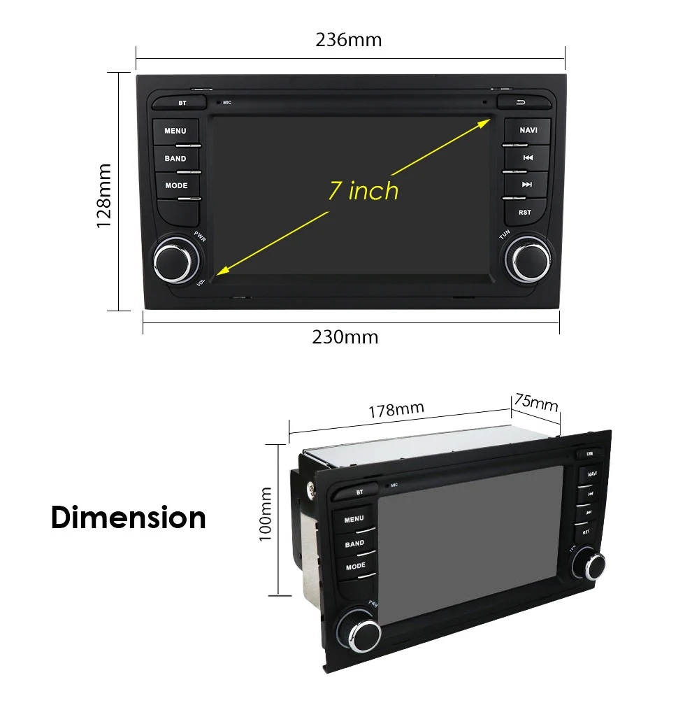 Hizpo 7 Inch Car Multimedia Radio For Audi A4 2002-2007 S4 RS4 B6 B8 B7 GPS Navi 2din Stereo Wireless CarPlay Android Auto