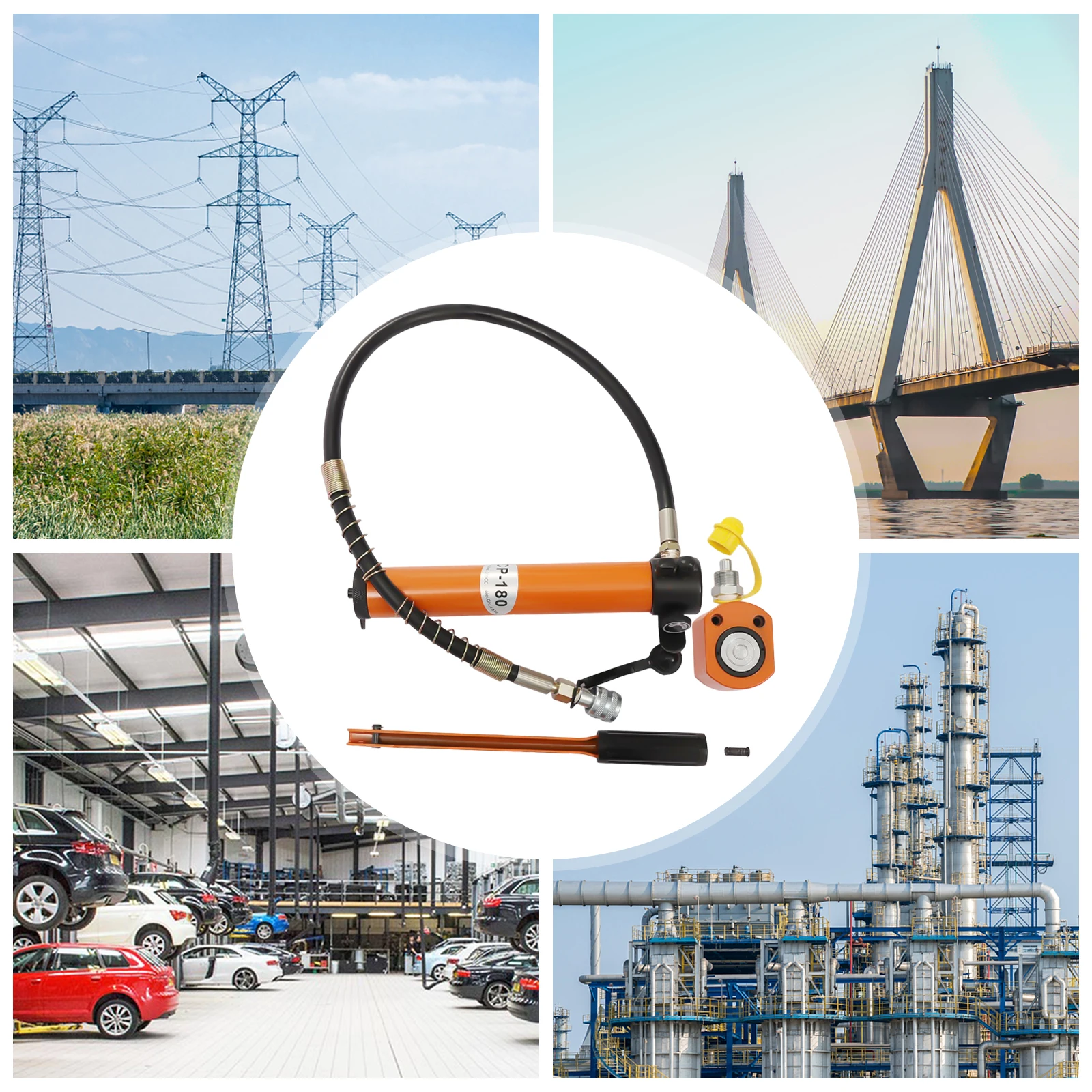 10T Hydraulic Ram Cylinder Jack Hydraulic Jack Hand Pump Single-Acting 0.43" Stroke for Machinery Shipbuilding