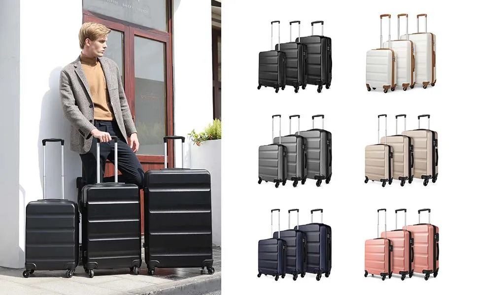 Kono Suitcase Lightweight Hardside Luggage ,Trolley Travel Luggage with 4 Twin Wheels & Tsa Lock, Abs Material(S m L)