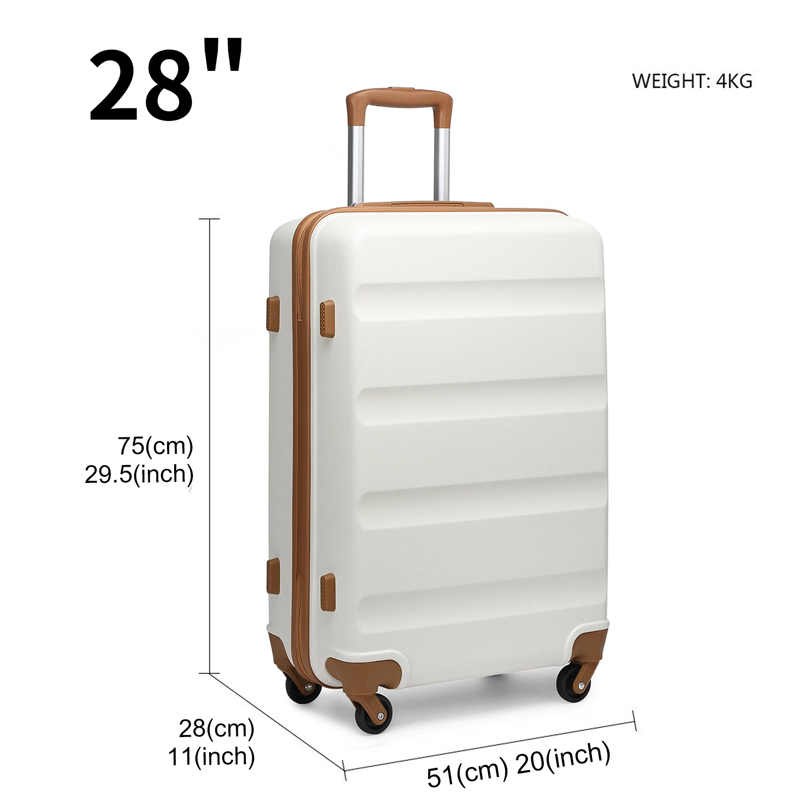 Kono Suitcase Lightweight Hardside Luggage ,Trolley Travel Luggage with 4 Twin Wheels & Tsa Lock, Abs Material(S m L)
