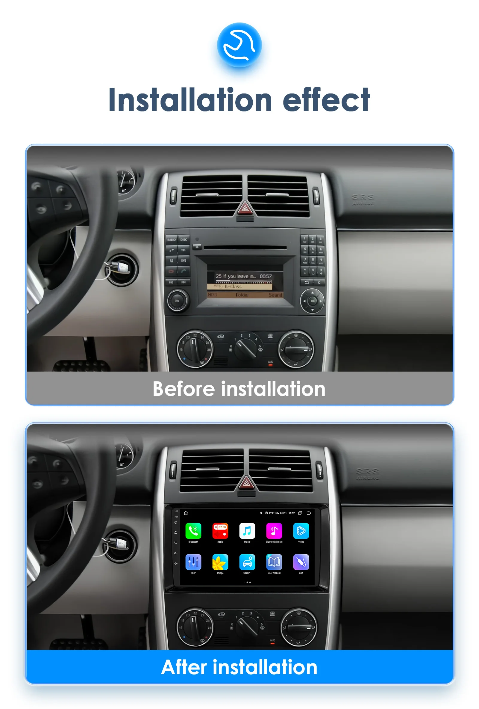Hizpo 9inch CarPlay Android Auto Car Radio for Mercedes Benz Viano Vito W639 B200 W169 W245 Sprinter W906 GPS DSP RDS UI8581