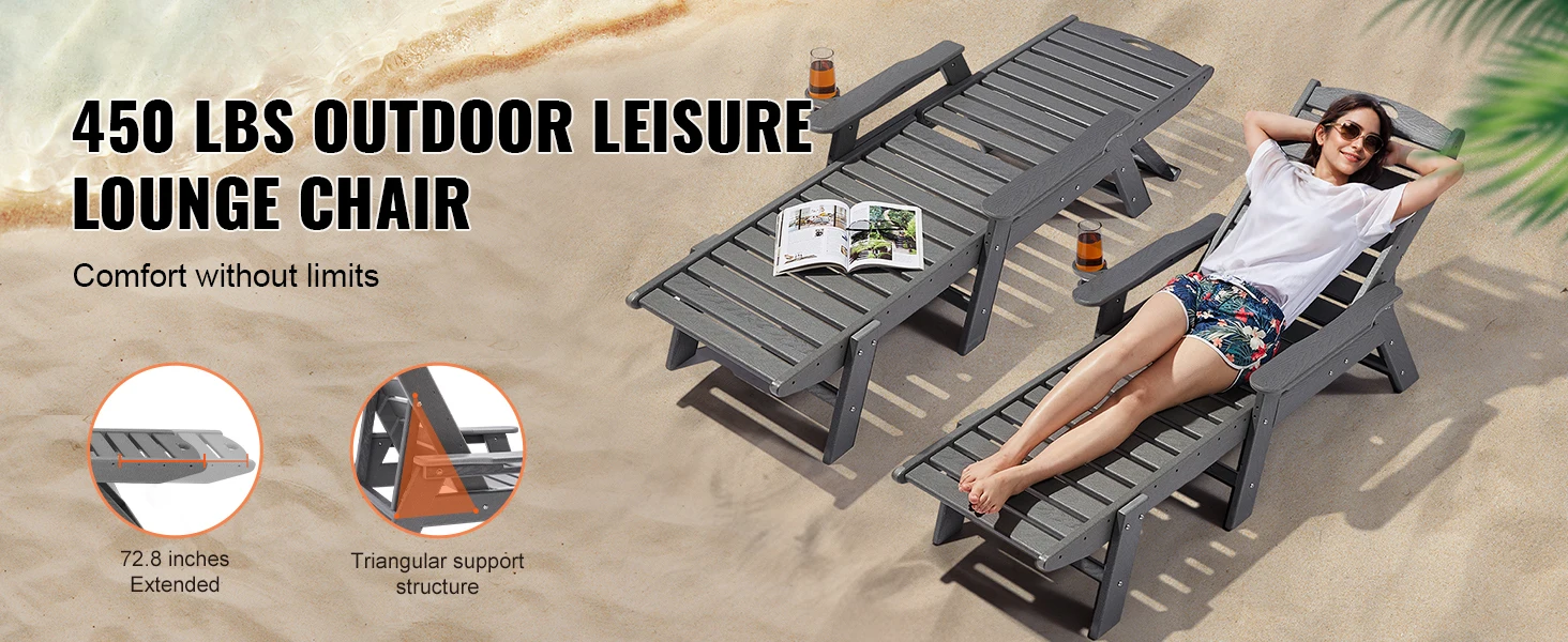 SucceBuy Chaise Lounge Chair Weight Capacity Adjustable Patio Lounge Chair for Outdoor for Pool Poolside Deck Backyard Lawn