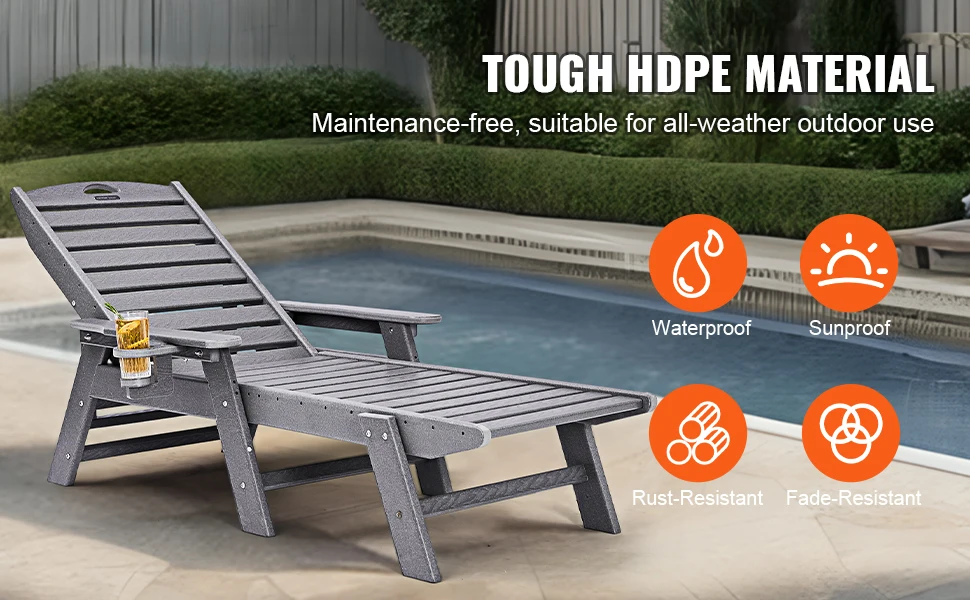 SucceBuy Chaise Lounge Chair Weight Capacity Adjustable Patio Lounge Chair for Outdoor for Pool Poolside Deck Backyard Lawn