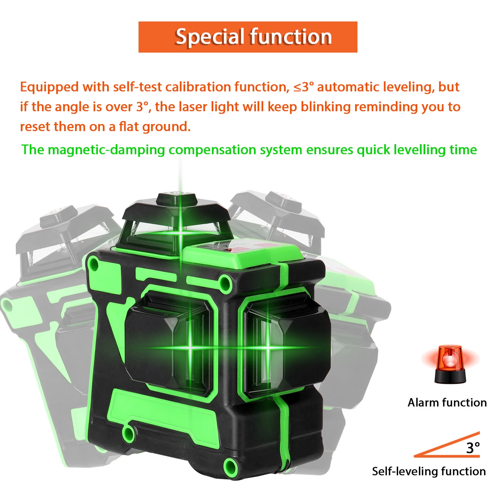 3D 12 Lines Gradienter Leveling Kit Self-leveling Laser Level with 1.2M Extension Bar Tripod Stand for Ground Wall Leveling Tool
