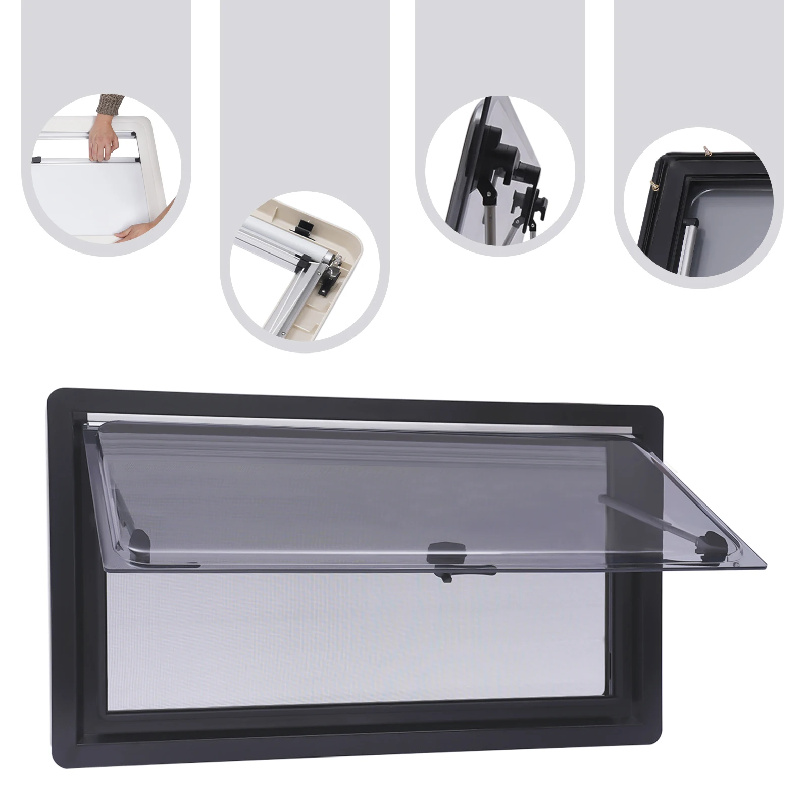 900*500mm Caravan Extrapolated Ventilation Window Sliding Rv Caravan Camper Window Vent Skylight With Blind Screen