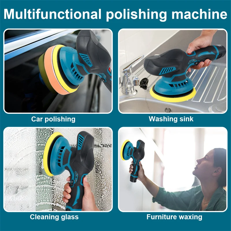 Cordless Car Polisher 6 Gears Electric Auto Polishing Cleaning Metal Waxing Wood Sanding Rust Removal Tool For Makita Battery 