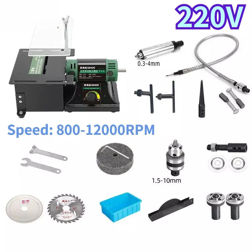 950W Mini Table Saw Desktop Polishing Machine DIY Woodworking Jewelry Bench Grinder Polisher Jade Polishing Machine 220V