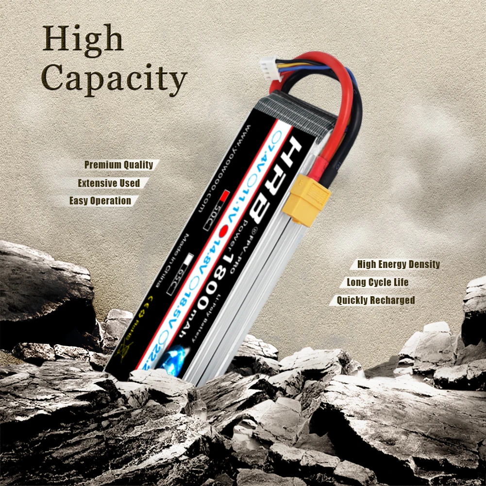 1/2PC HRB 4S Lipo Battery 14.8v 1800mah RC Lipo 50C with XT60 Connector for UAU airplane fpv drones RC Truck Car Monster RC Boat
