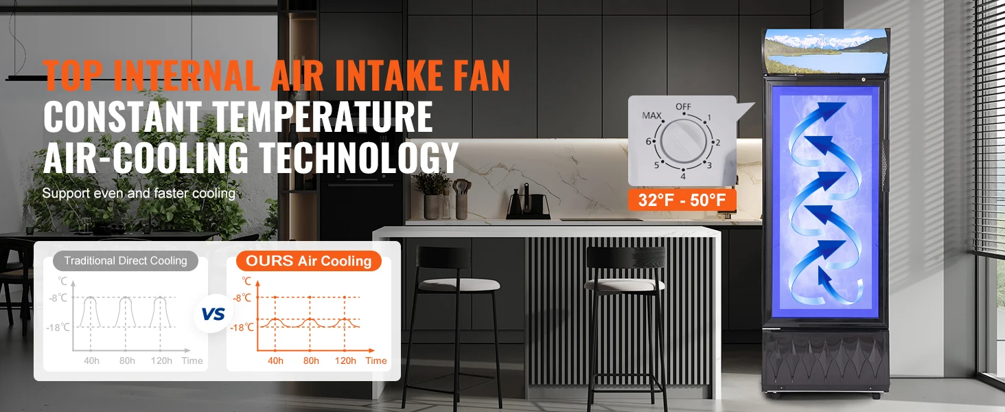 SucceBuy Commercial Merchandiser Refrigerator Beverage Refrigerator Cooler withAdjustable Shelves Customizable Lightbox