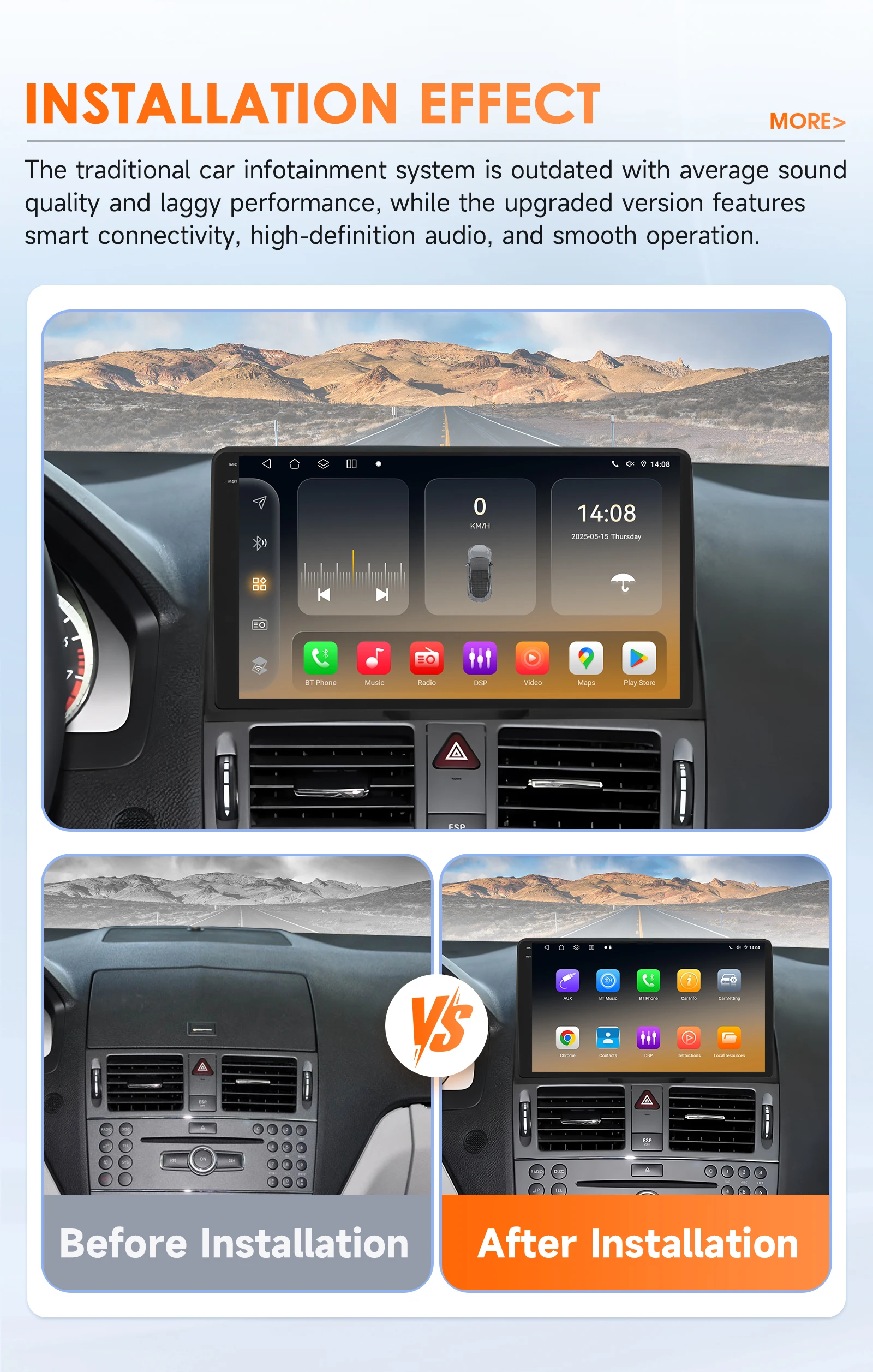 9" Hizpo CarPlay 2Din Android Auto Car Radio for Mercedes Benz C-Class W204 S204 2007 - 2010 Snapdragon 6115 RDS DSP 4G 360CAM
