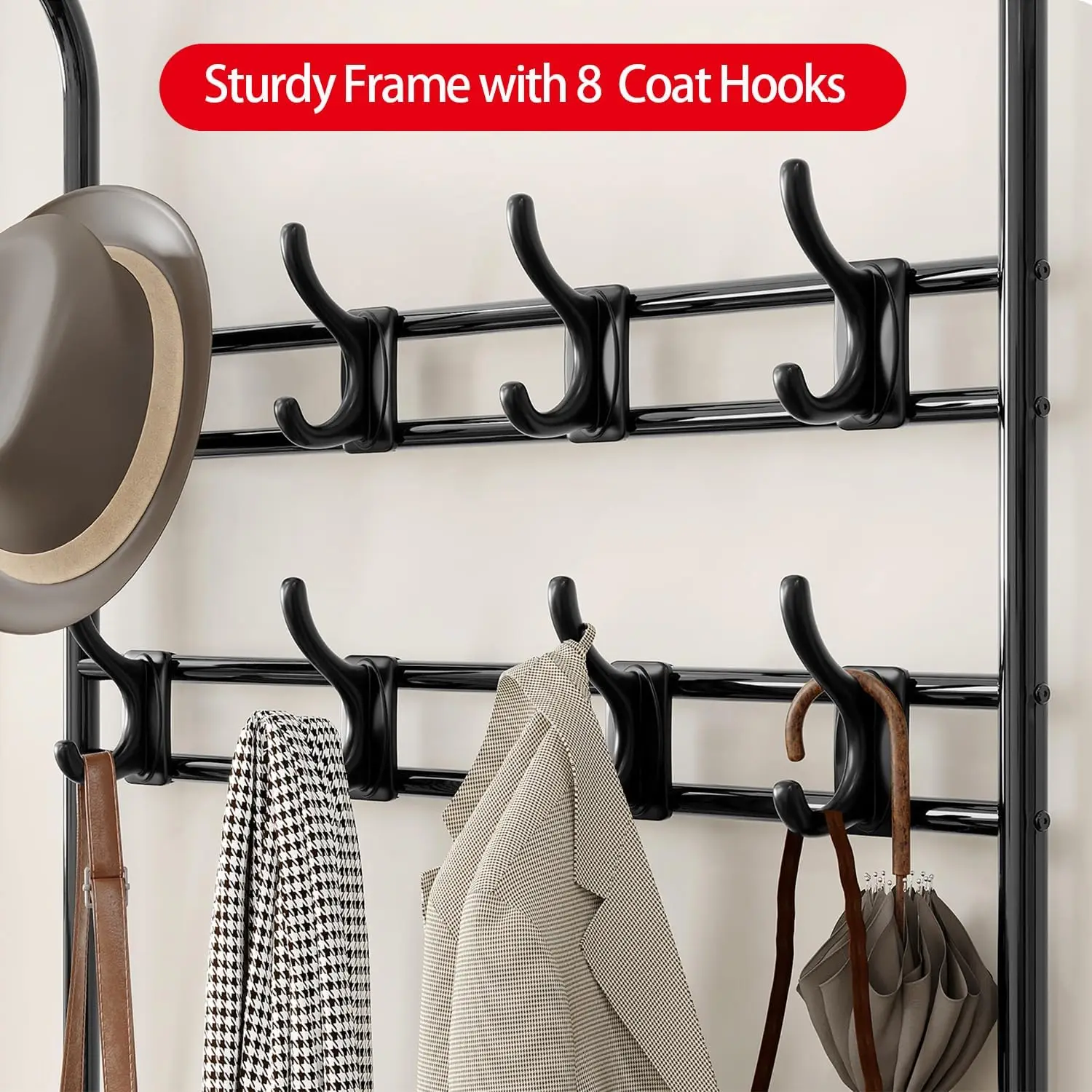Hall Tree Shoe Bench 4in1 Hall Tree Storage Bench for Entryway 8 Sturdy Hooks Industrial Entryway Bench Freestanding Coat Rack