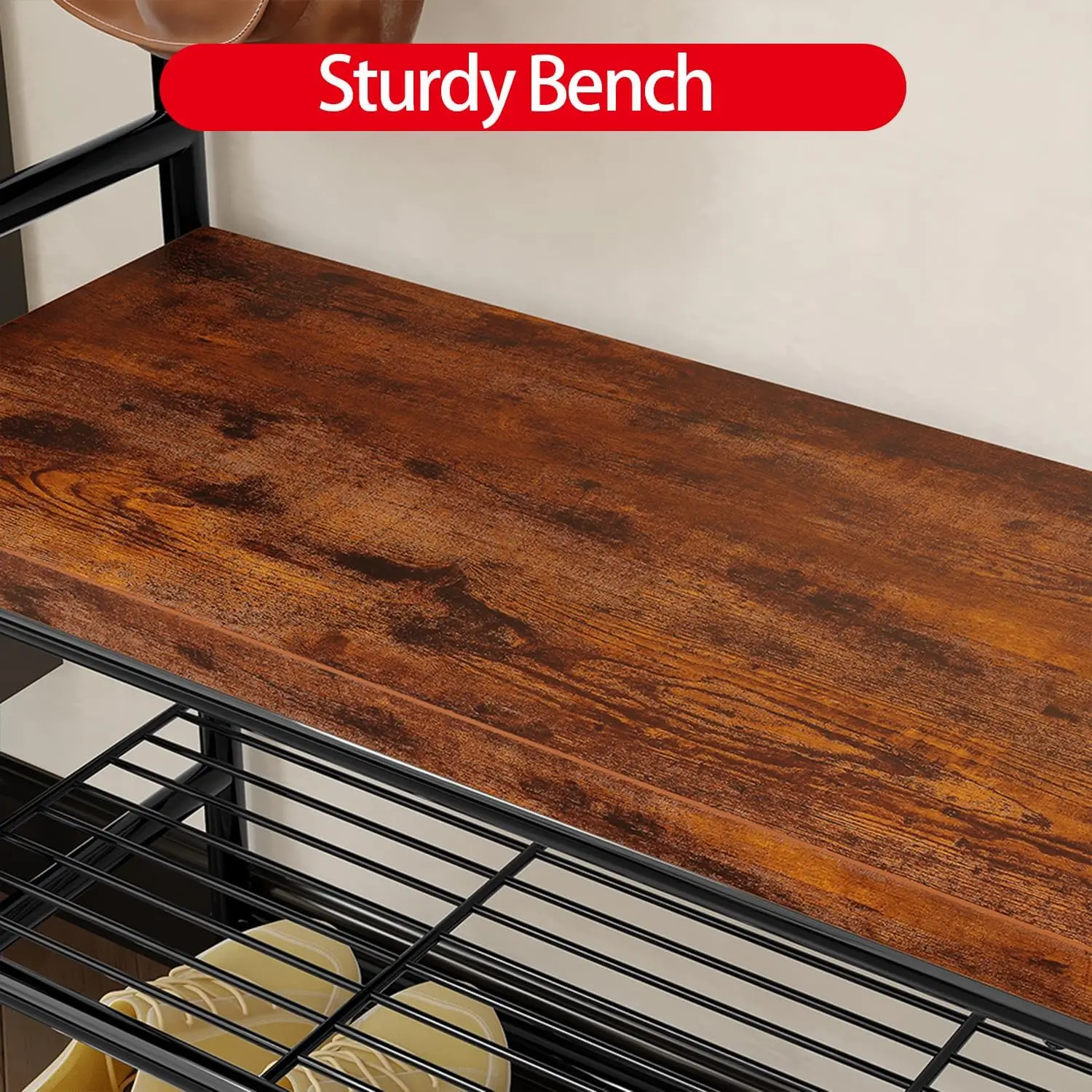 Hall Tree Shoe Bench 4in1 Hall Tree Storage Bench for Entryway 8 Sturdy Hooks Industrial Entryway Bench Freestanding Coat Rack