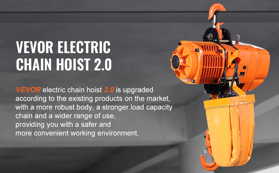 SucceBuy 4400lbs Electric Chain Hoist 21.6 ft/min Three Phase Overhead Crane with G100 Chain Wireless Control for Garage Litfing
