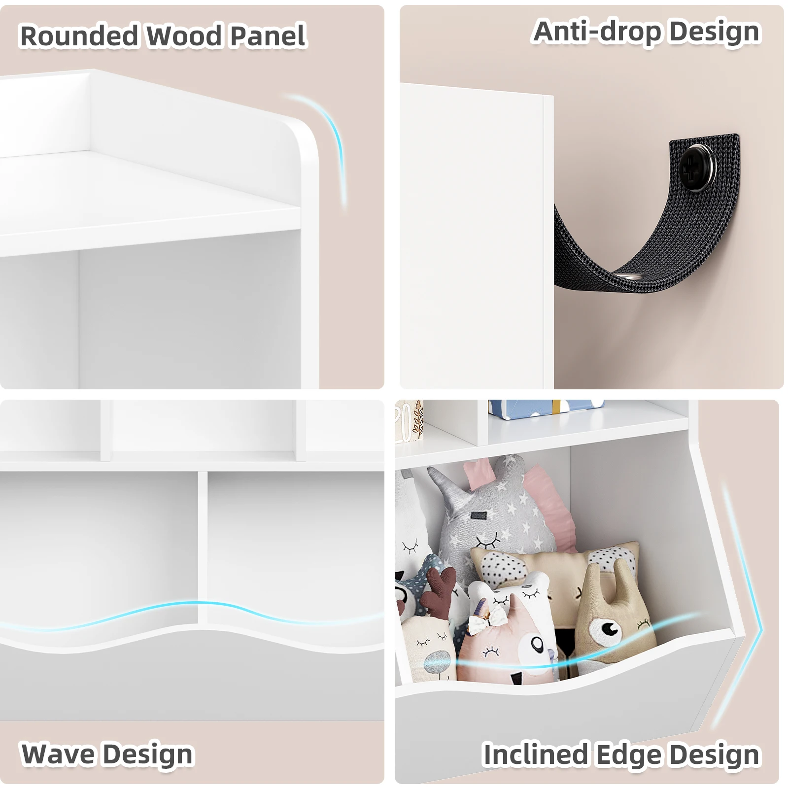 Kids Bookshelf Toy Storage Cabinet Children's Toy Shelf 35.4" x 11.8" x 29.5" for Children's Room Playroom Hallway Kindergarten