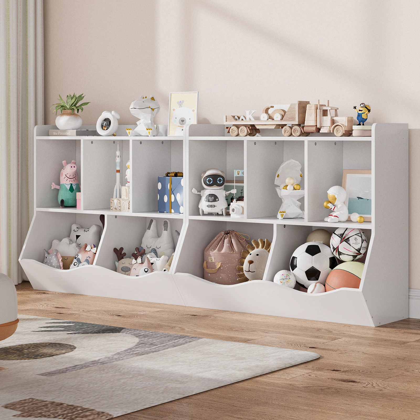 Kids Bookshelf Toy Storage Cabinet Children's Toy Shelf 35.4" x 11.8" x 29.5" for Children's Room Playroom Hallway Kindergarten