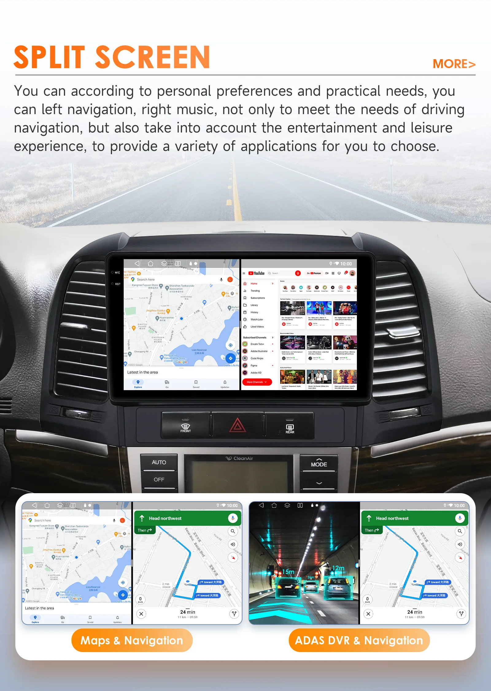 9" Hizpo 2Din CarPlay Android Auto Car Radio for Hyundai Santa Fe 2 2006 - 2012 Snapdragon 6115 GPS RDS DSP BT 4G SWC 360°CAM